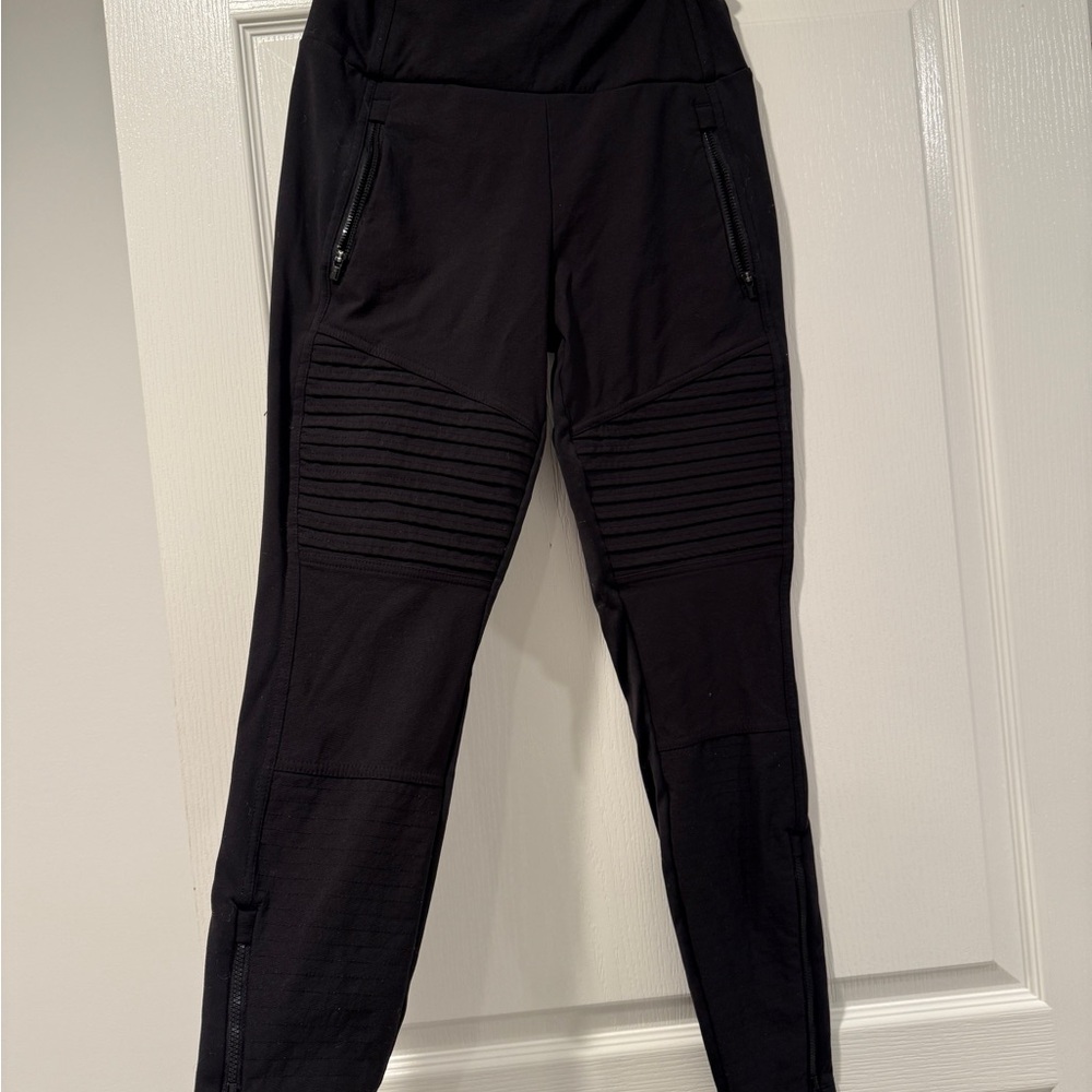 Athleta Black Pants with Ribbed Panels